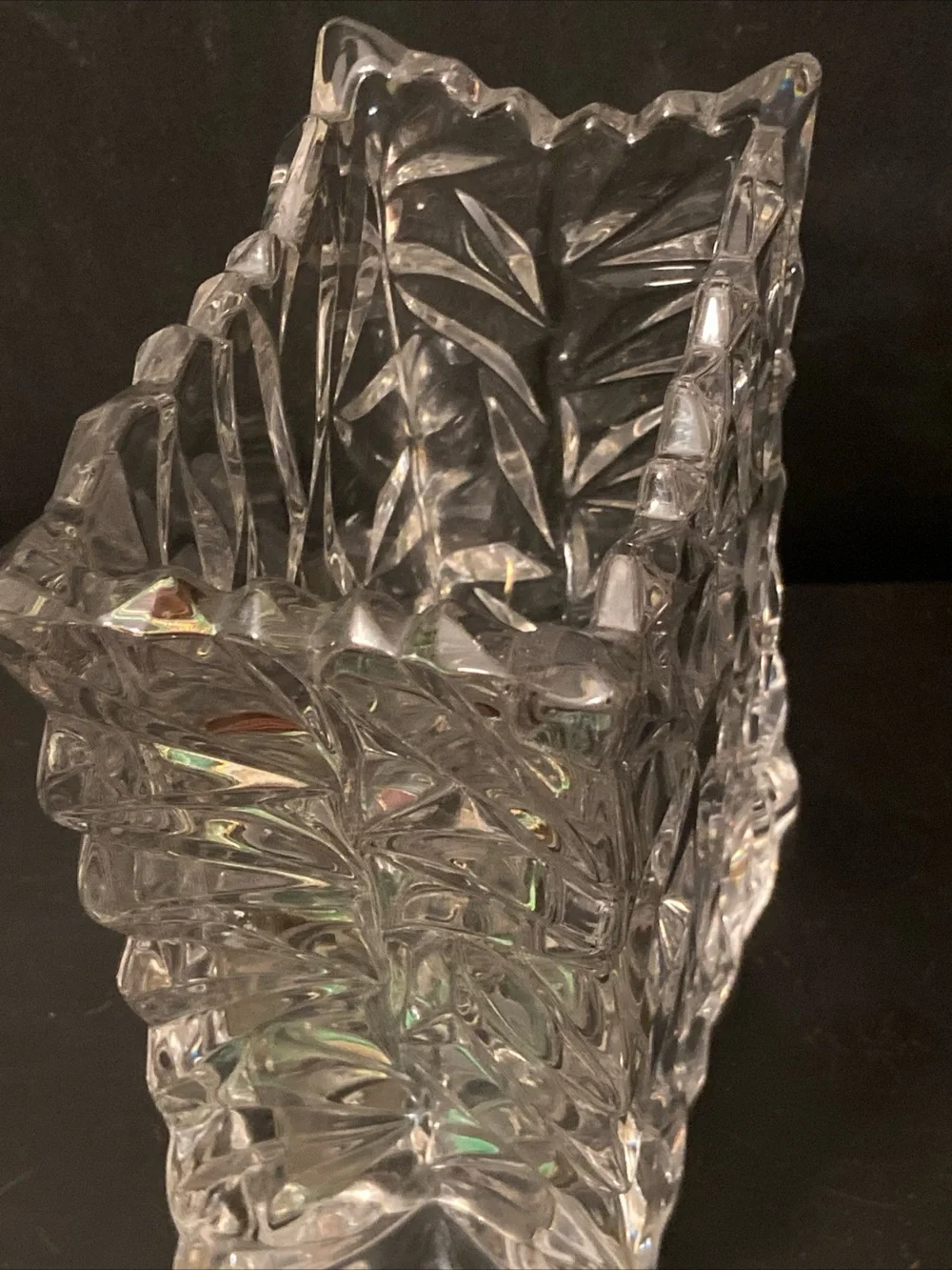 Vtg ROSENTHAL Studio-line H-8.25”Clear Crystal Crinkle Tutenbag Bag Vase Germany